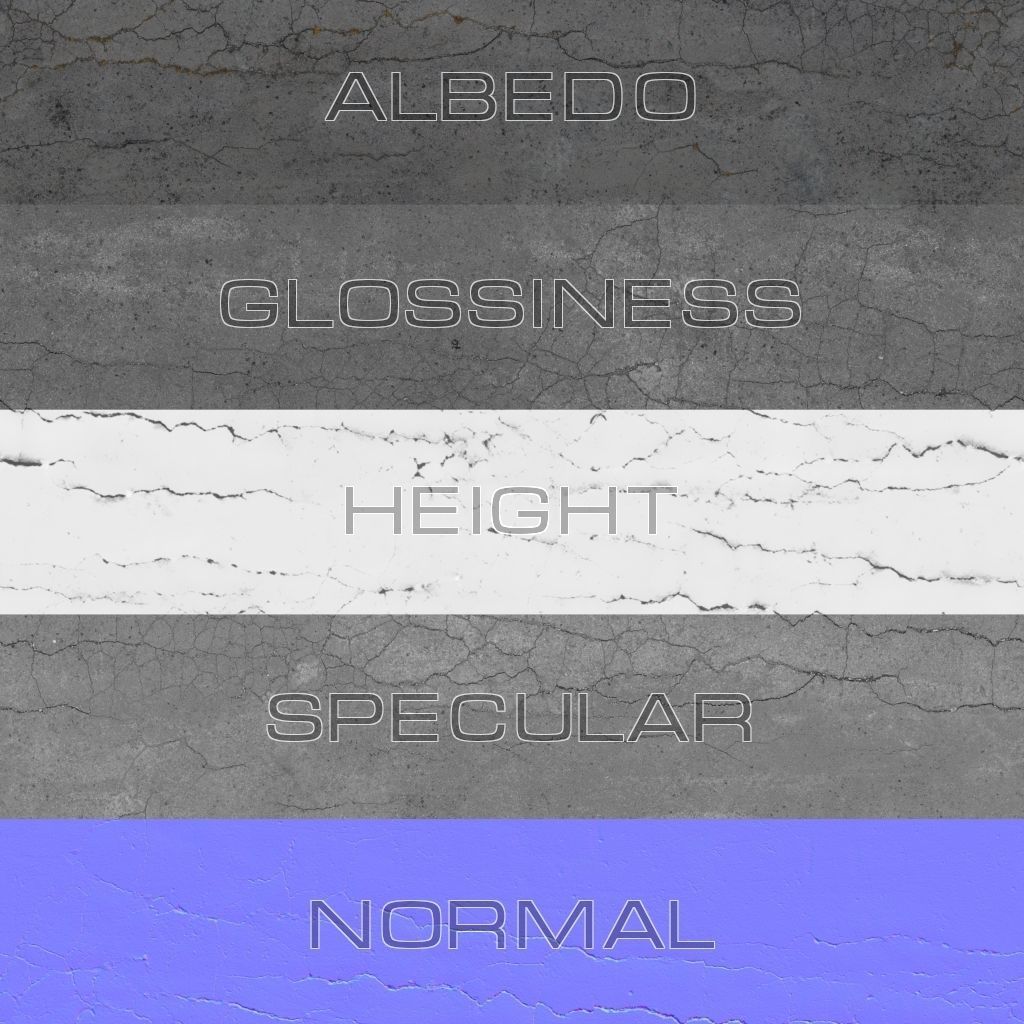 Cracked asphalt scan 45 tile Low-poly 3D model_5