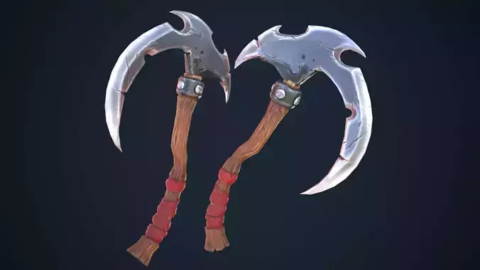 Stylized single-handed scythe weapon Low-poly 3D model