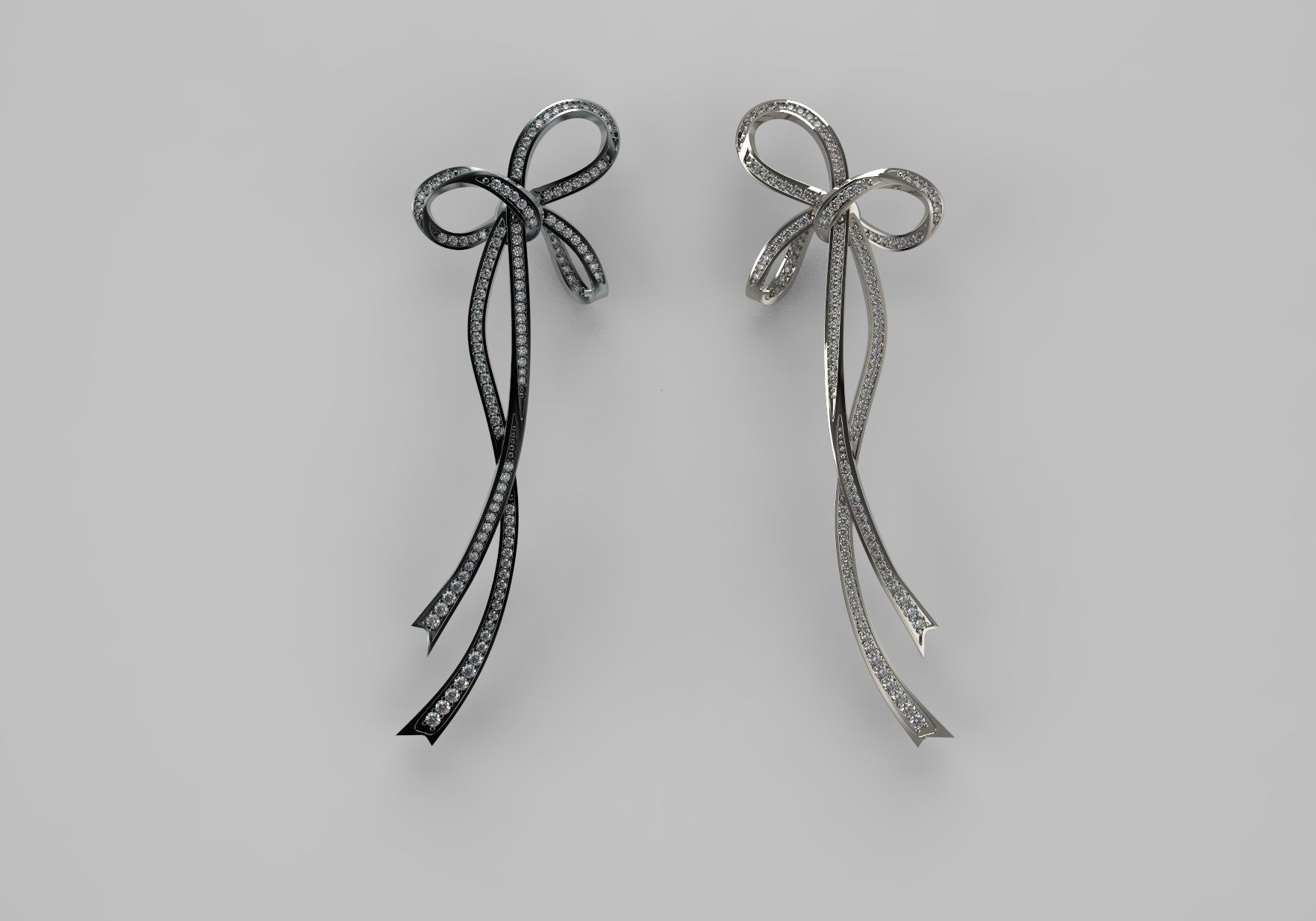 Bow Earring With Diamonds Print Model Bow Earring With Diamonds Print Model