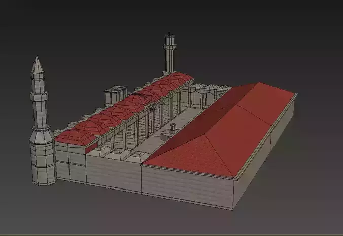 3d mosque with roof Low-poly 3D model