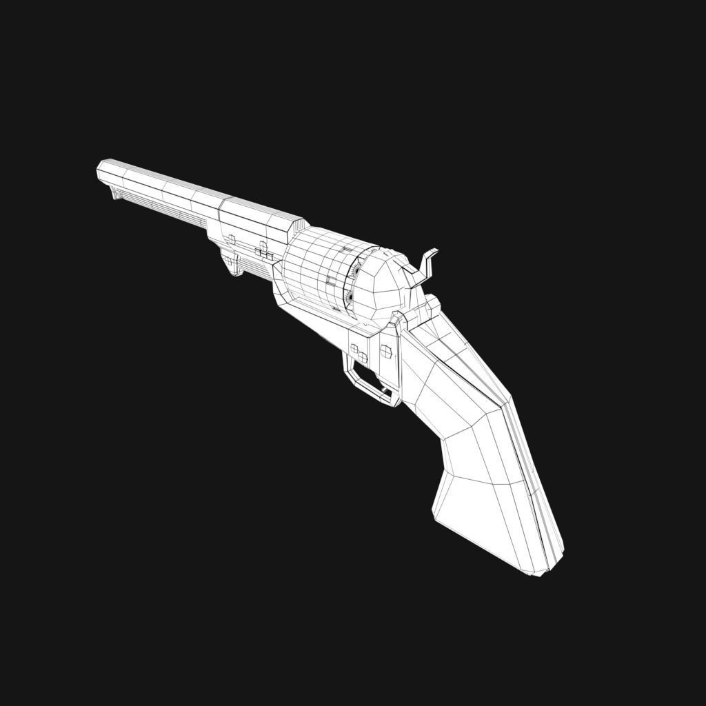 revolver Low-poly 3D model_8