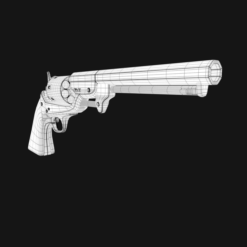 revolver Low-poly 3D model_6