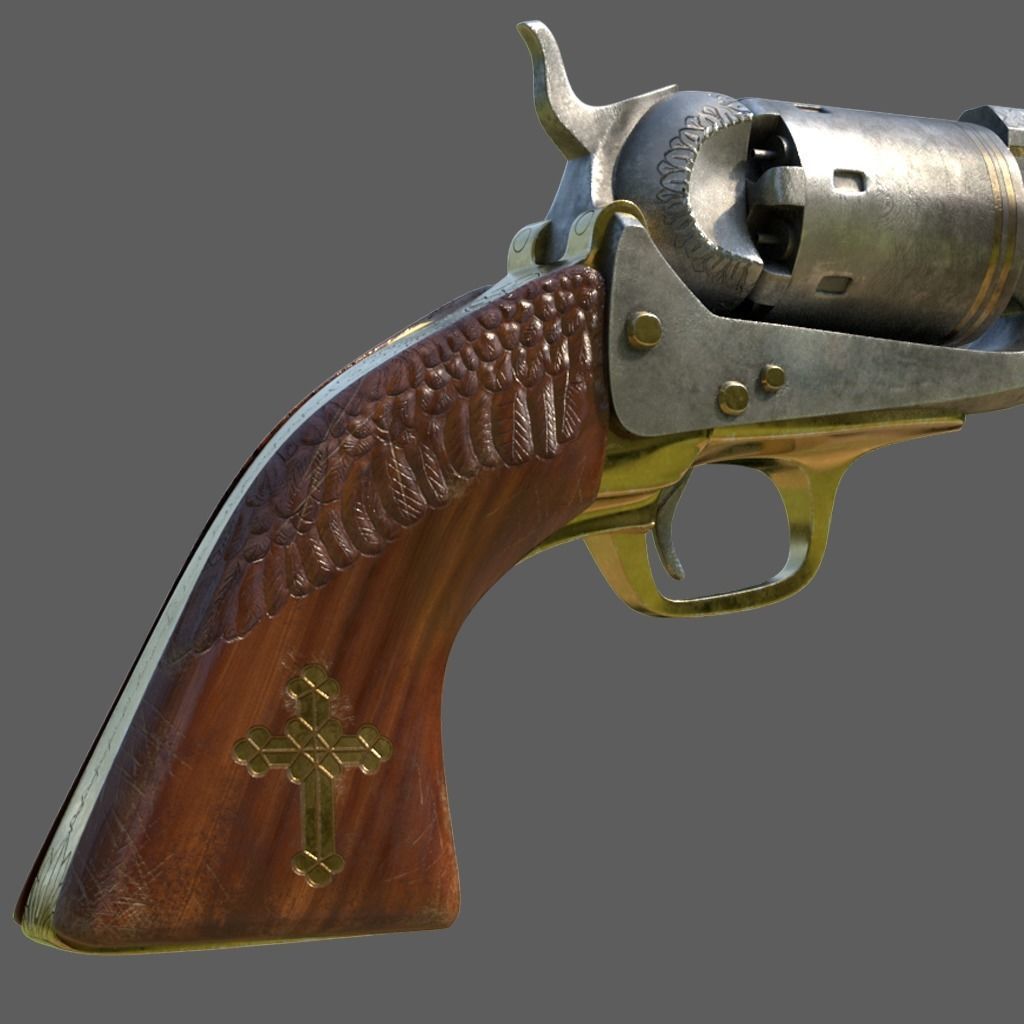 revolver Low-poly 3D model_2