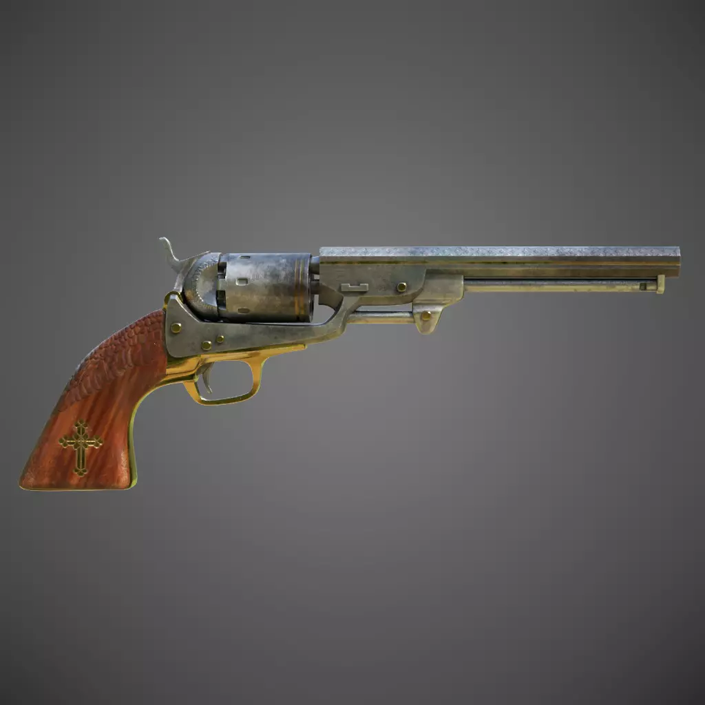 revolver Low-poly 3D model_0