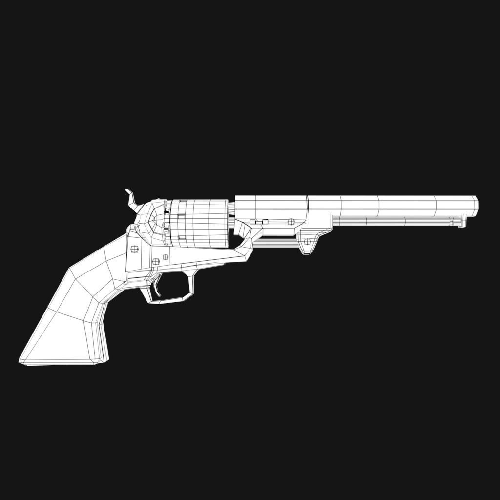 revolver Low-poly 3D model_7