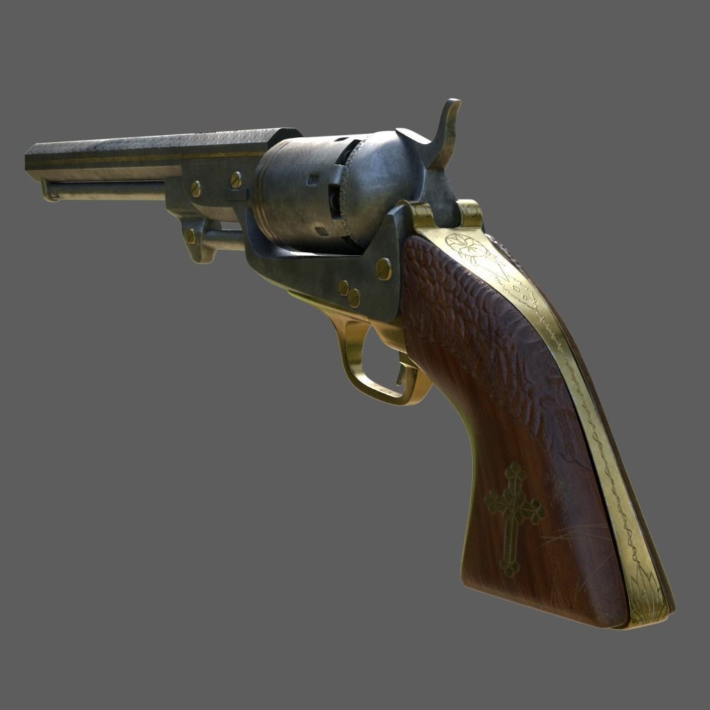 revolver Low-poly 3D model_4