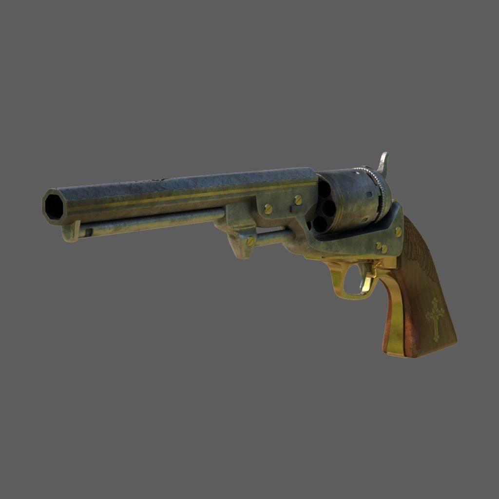 revolver Low-poly 3D model_5