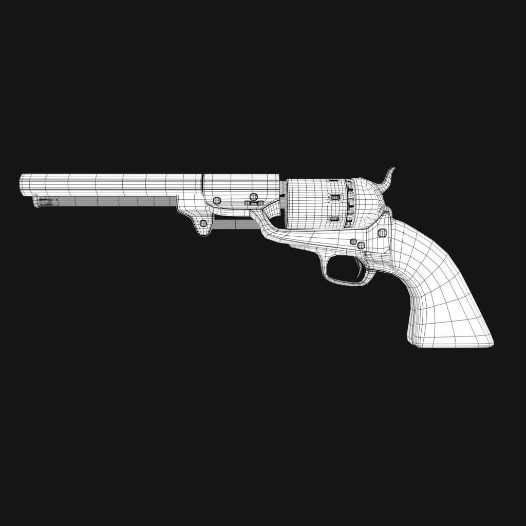 revolver Low-poly 3D model_9