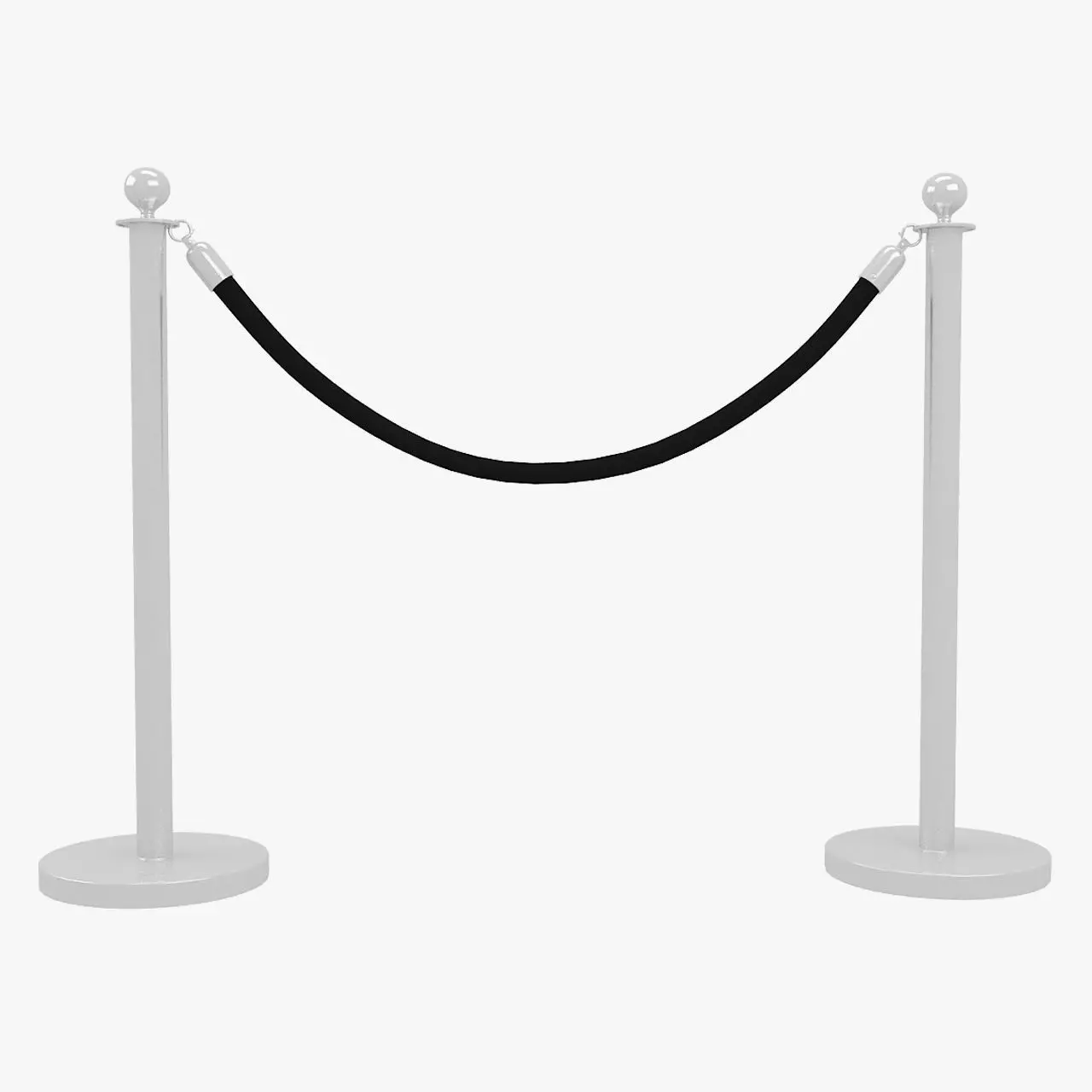 Barriers 3 metal barrier with rope 3D model