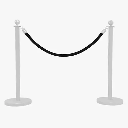 Barriers 3 metal barrier with rope 3D model