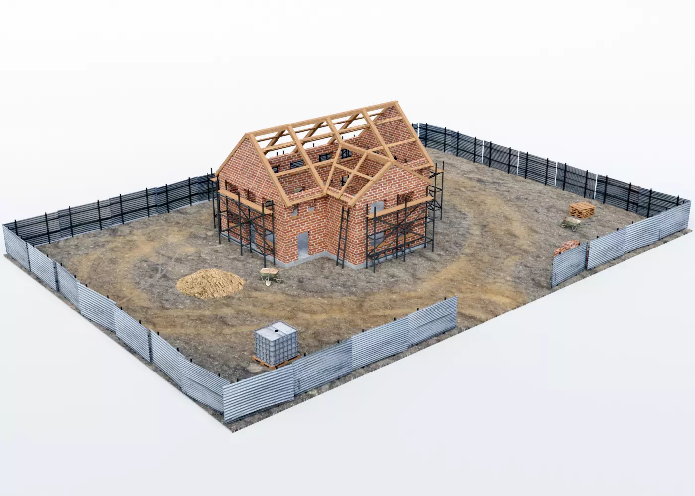 House construction  Low-poly 3D model_0