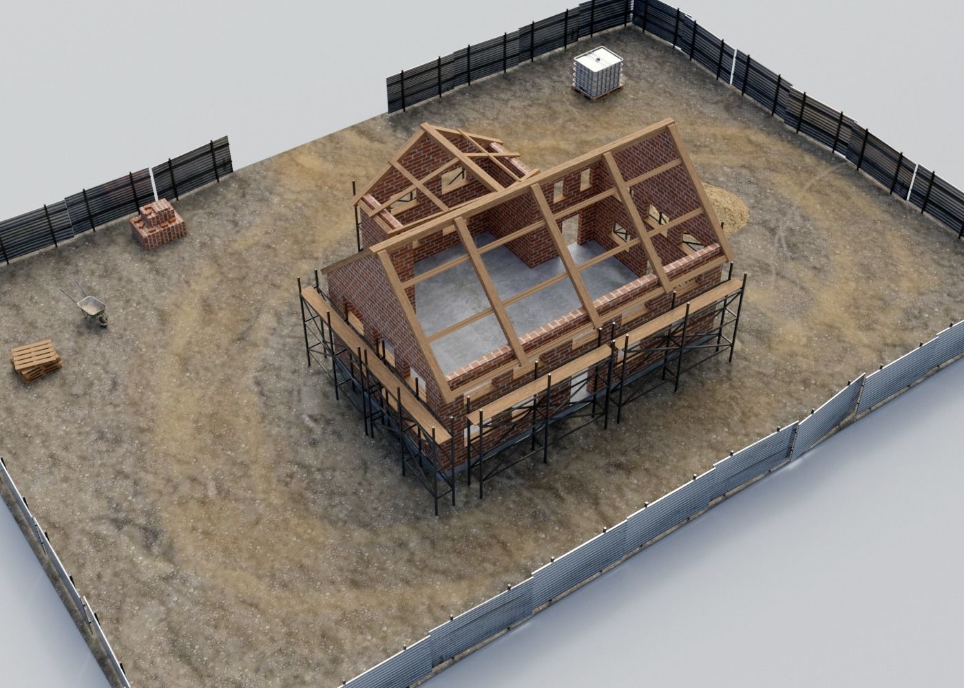 House construction  Low-poly 3D model_3