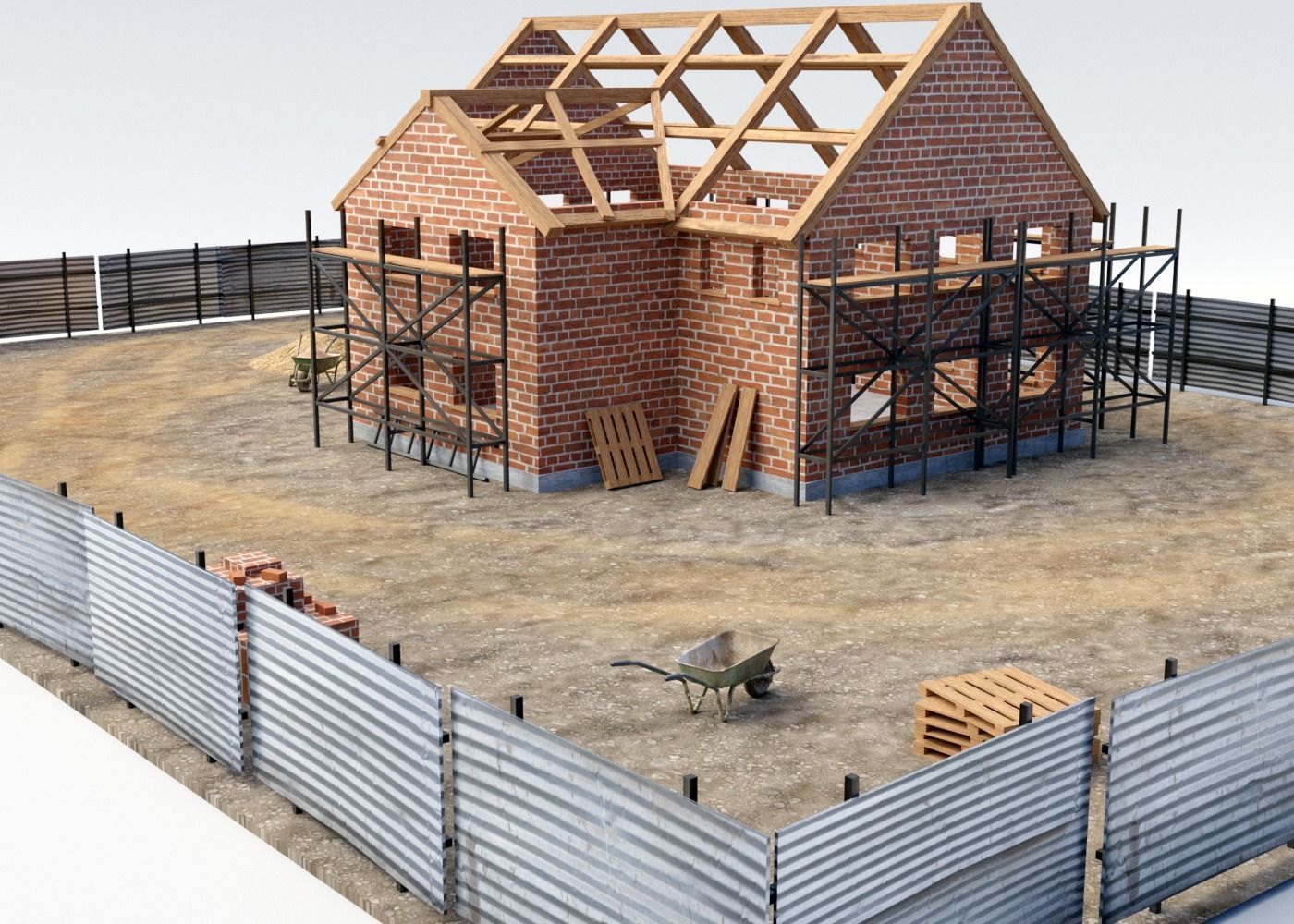 House construction  Low-poly 3D model_2