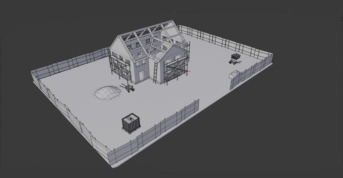 House construction  Low-poly 3D model_4