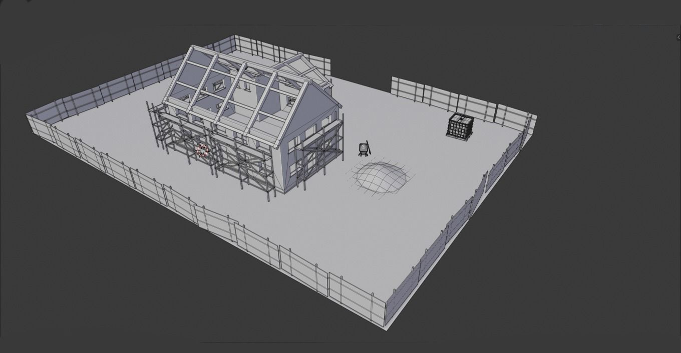 House construction  Low-poly 3D model_6