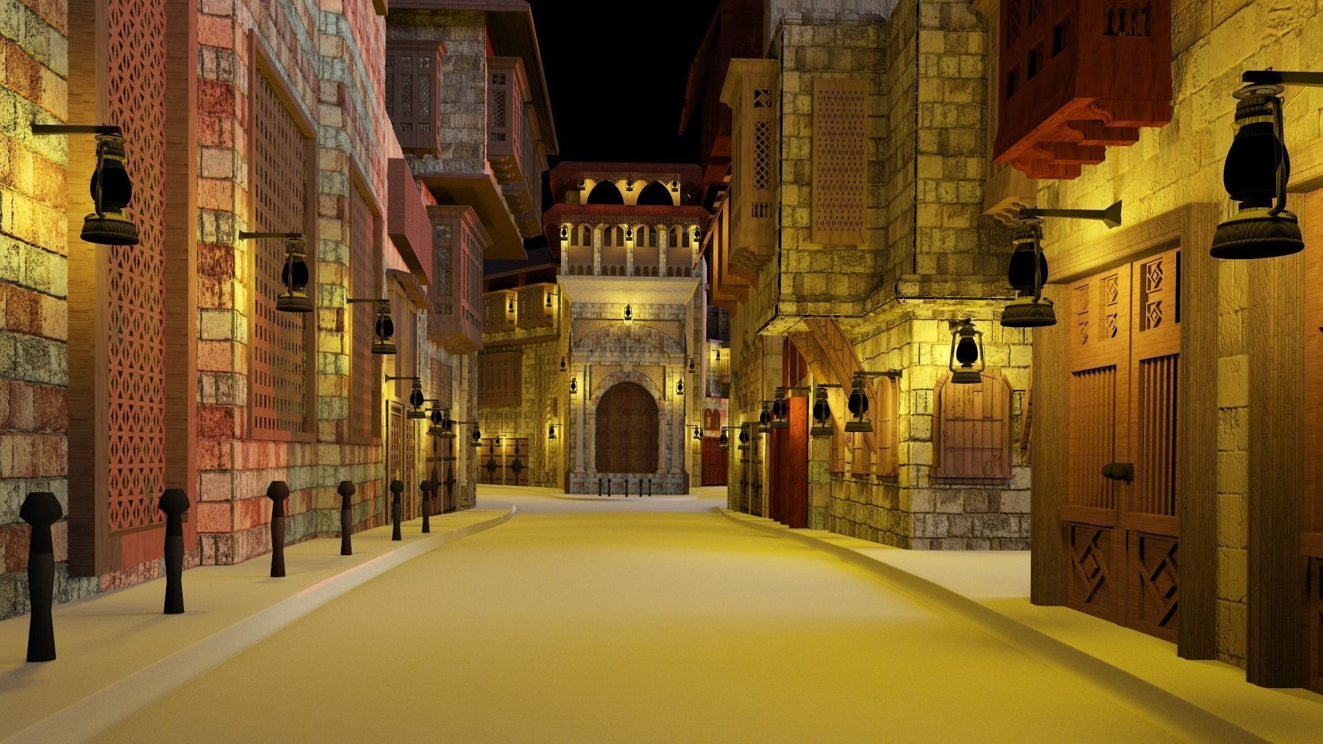 Exterior old street Cairo Egypt 3D model_7