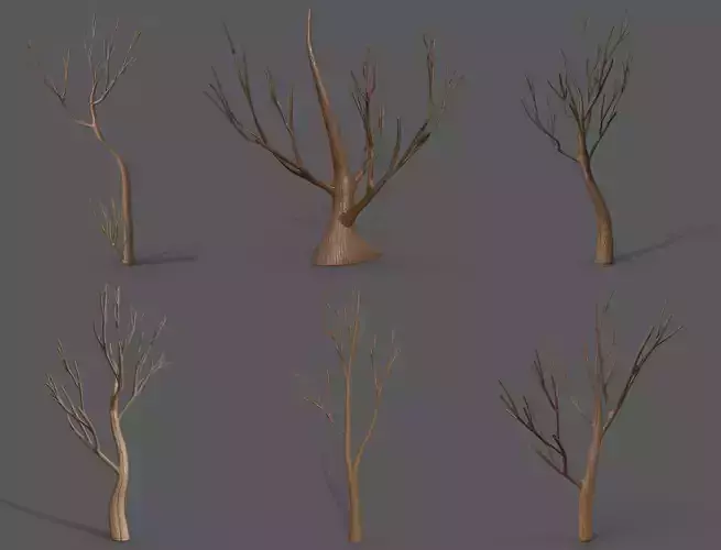 Cartoon Stylized Tree Trunk Set - 6 Piece