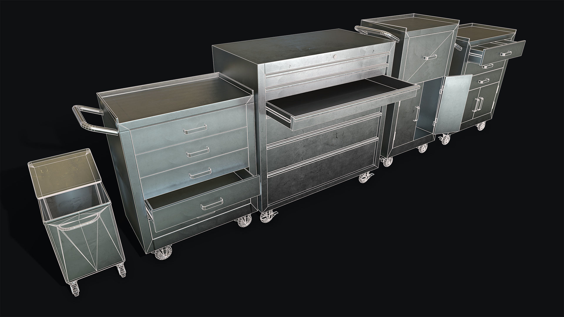 Medical Carts Low-poly 3D model_8