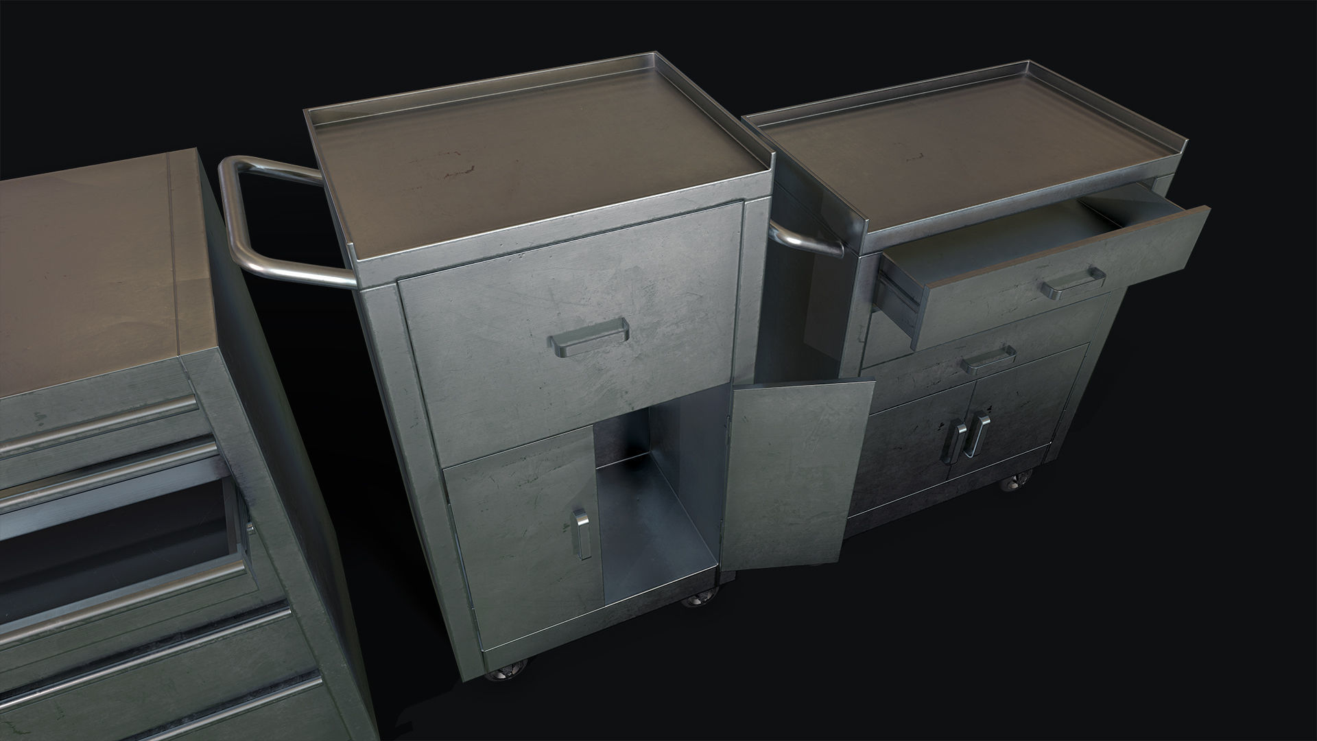 Medical Carts Low-poly 3D model_4