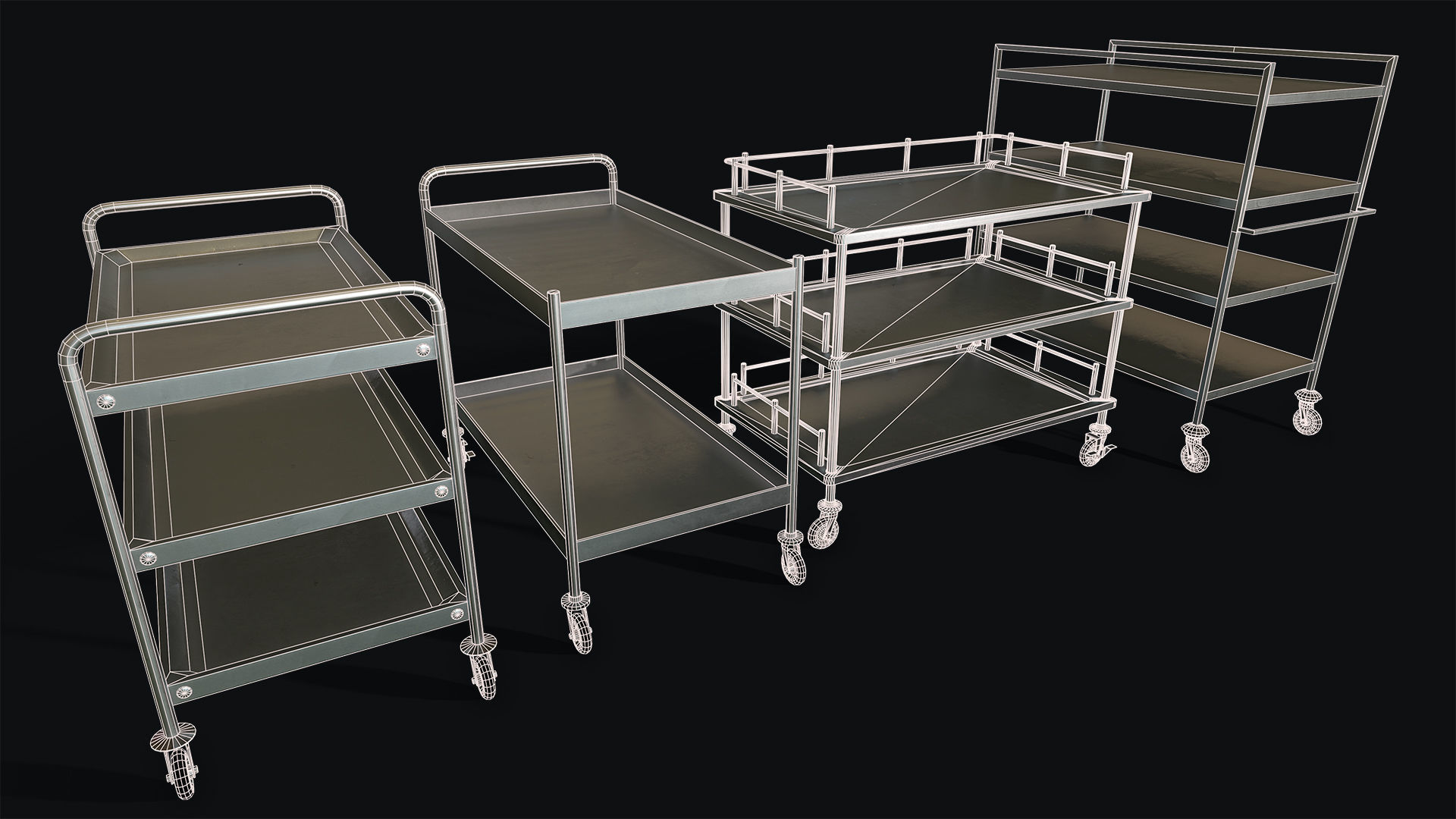 Medical Carts Low-poly 3D model_9