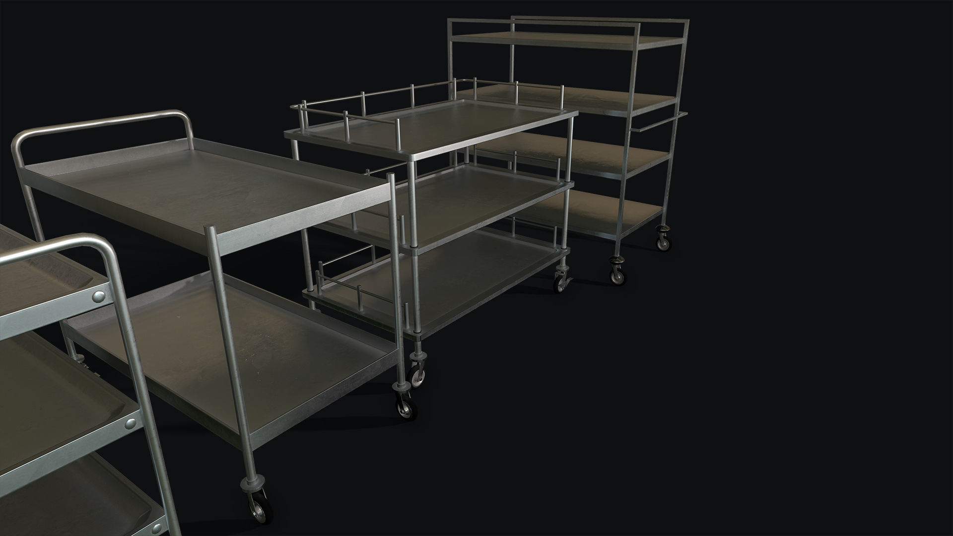 Medical Carts Low-poly 3D model_7