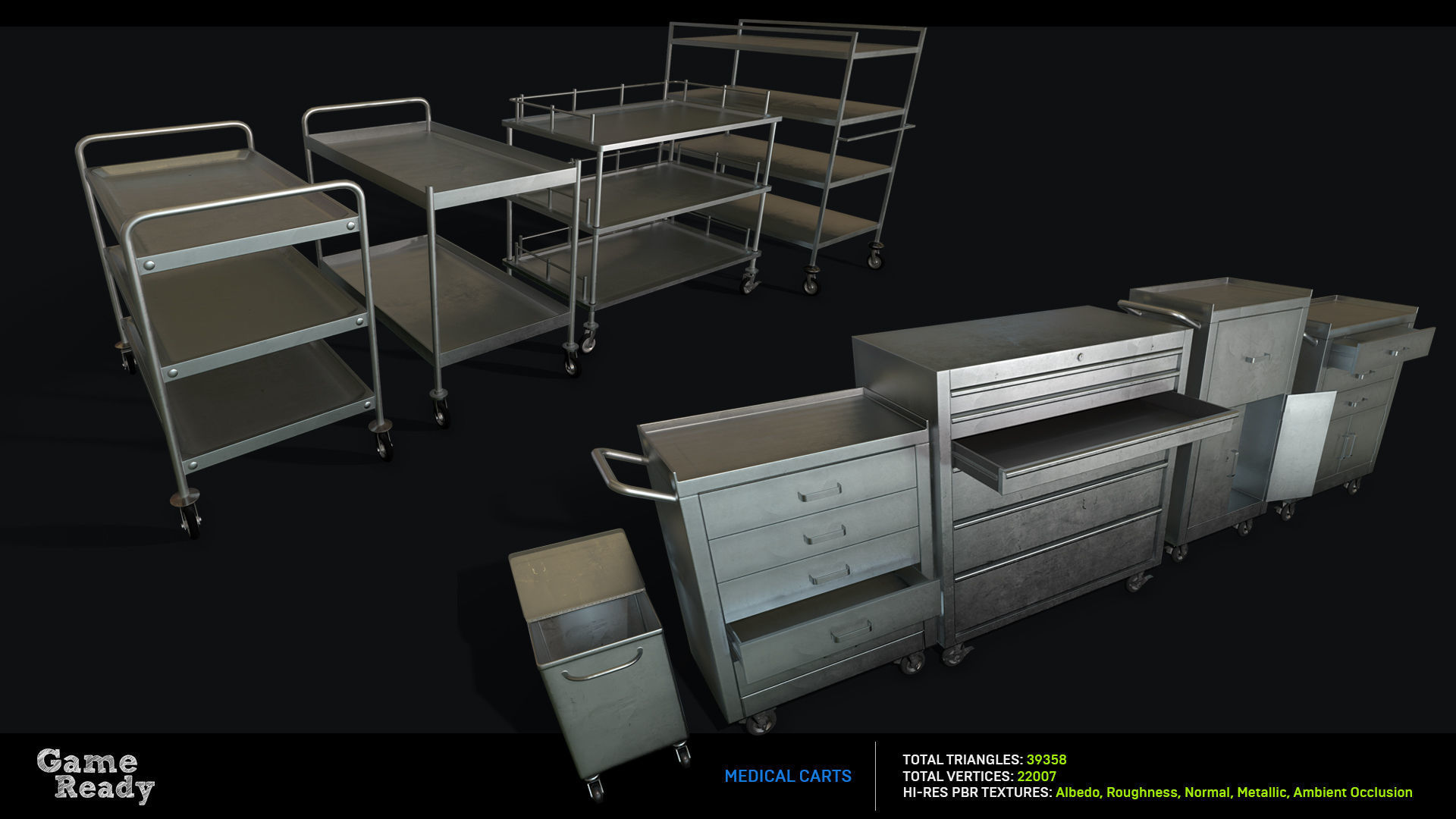 Medical Carts Low-poly 3D model_1