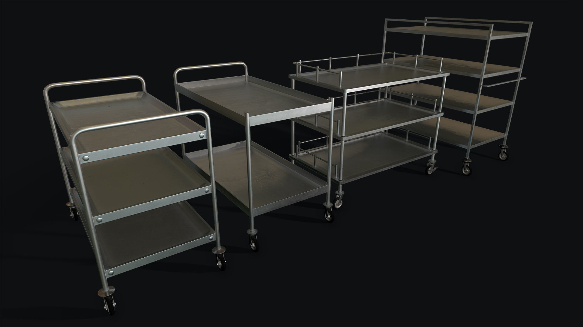 Medical Carts Low-poly 3D model_5
