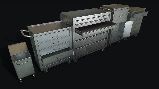 Medical Carts Low-poly 3D model