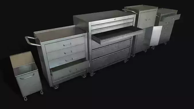Medical Carts Low-poly 3D model