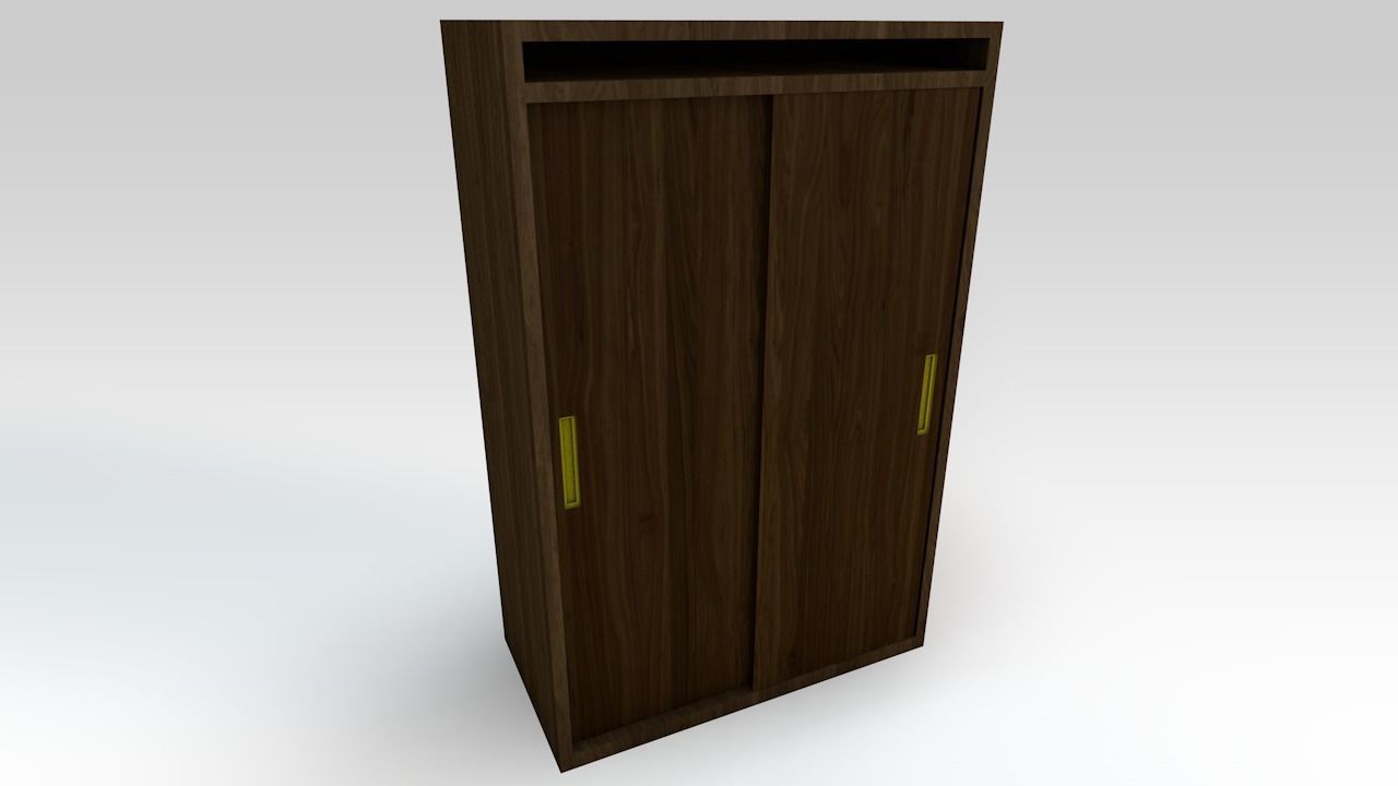 Dark Wooden Wardrobe 3D model_4