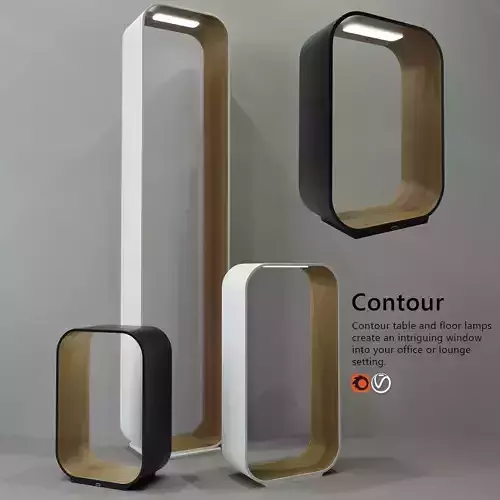 Ttable and floor lamp Haworth Contour Pablo 3D model
