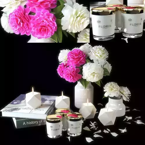 set1216 candles and flowers