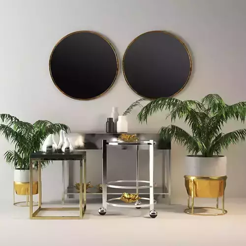 set601 two round mirrors on console table mockup