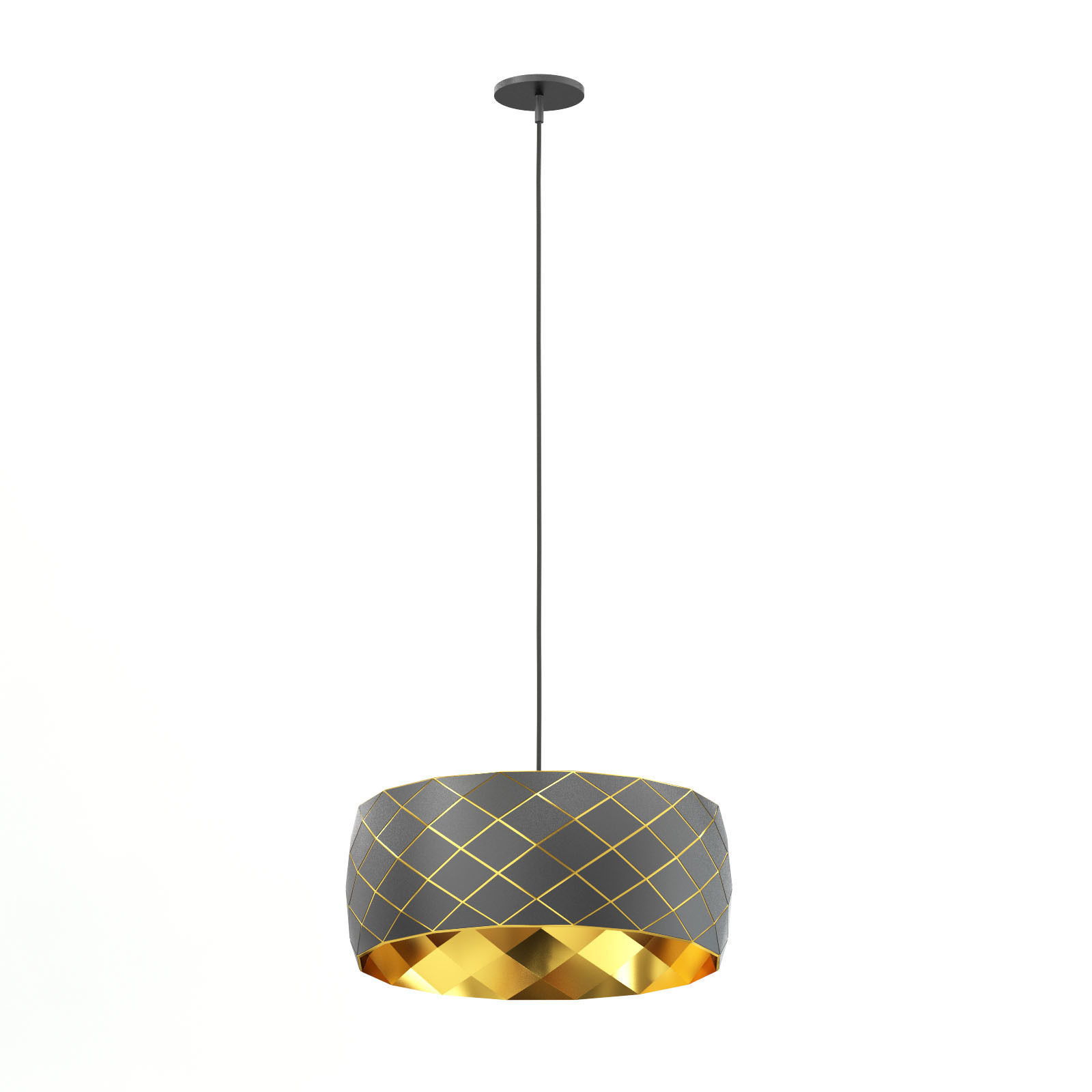 Black and Gold Hanging Lamp 3D Model 3D model_2