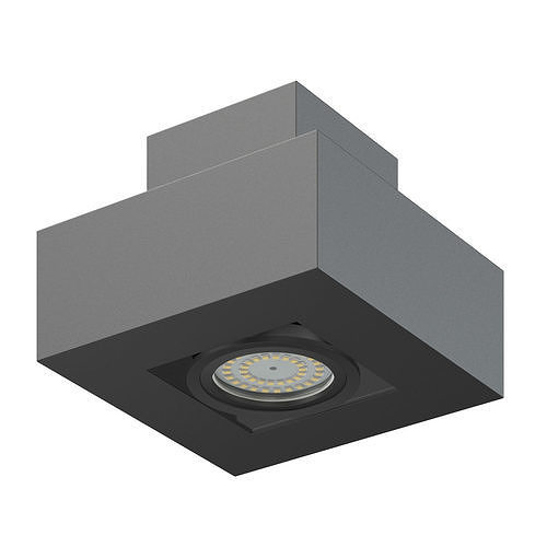 Black Rectangular Halogen Light 3D Model 3D model