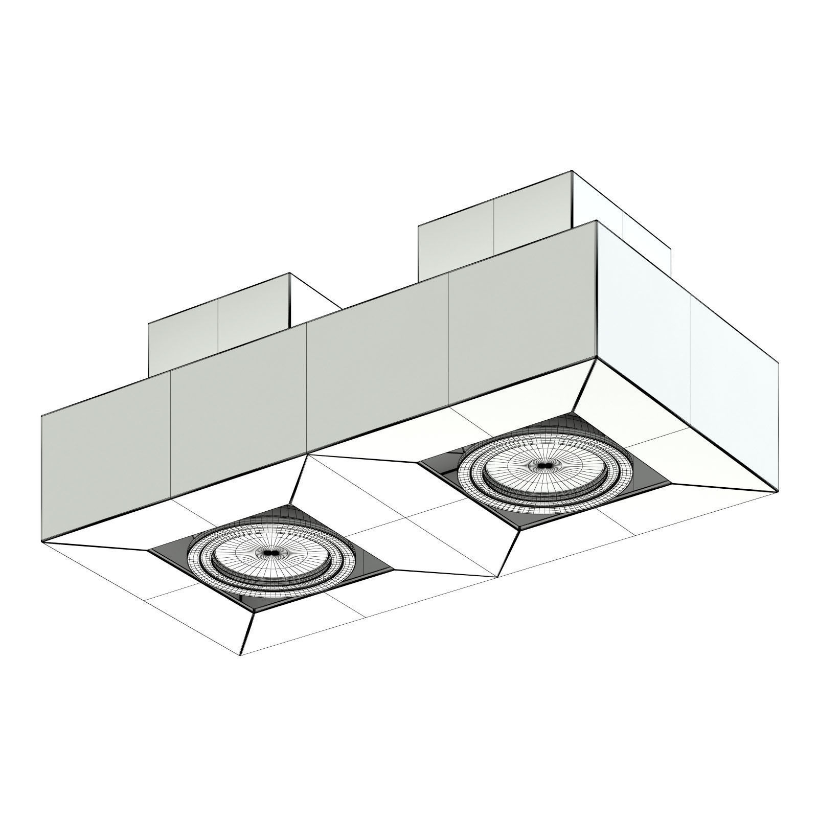 Black Double Rectangular Halogen Light 3D Model 3D model_1