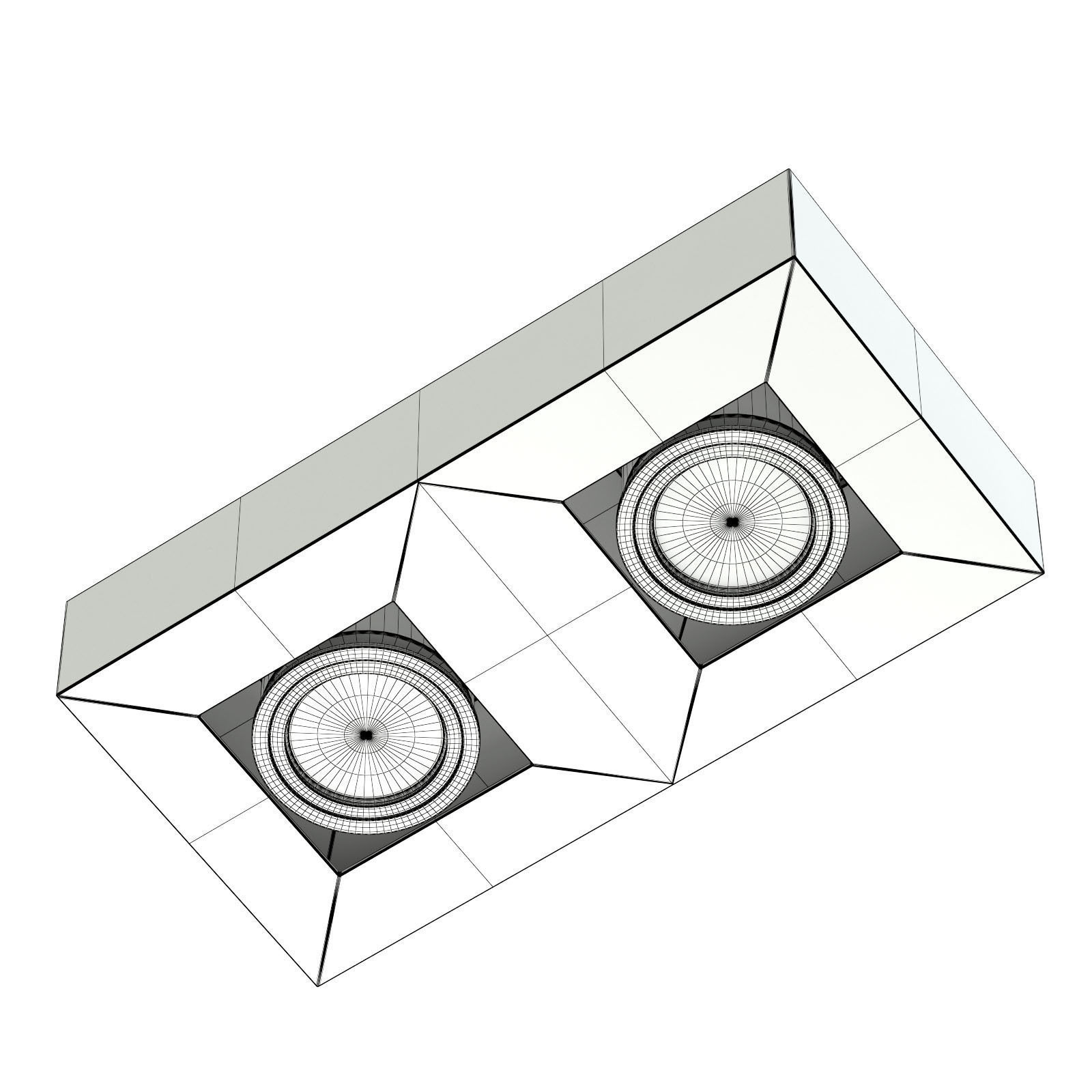 Black Double Rectangular Halogen Light 3D Model 3D model_3