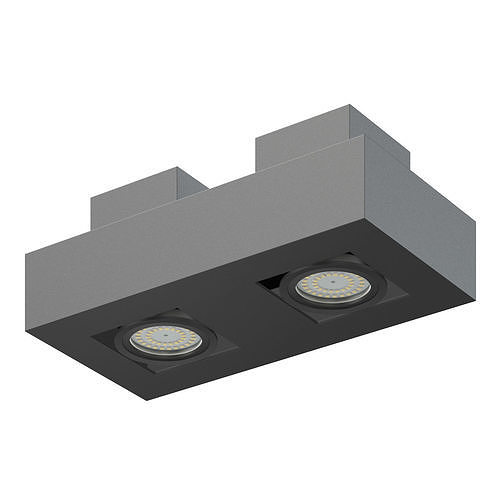 Black Double Rectangular Halogen Light 3D Model 3D model