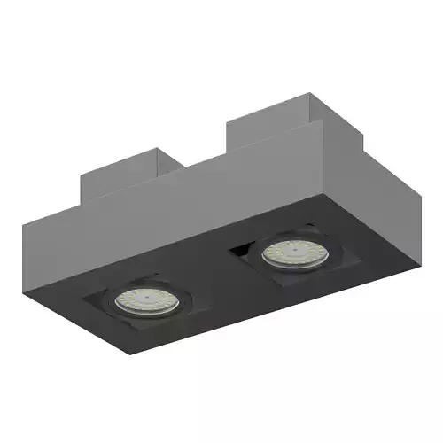 Black Double Rectangular Halogen Light 3D Model 3D model