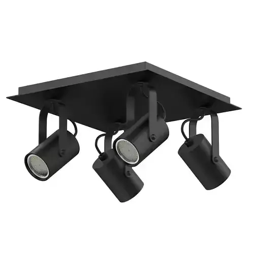 Black Quadruple Lights 3D Model