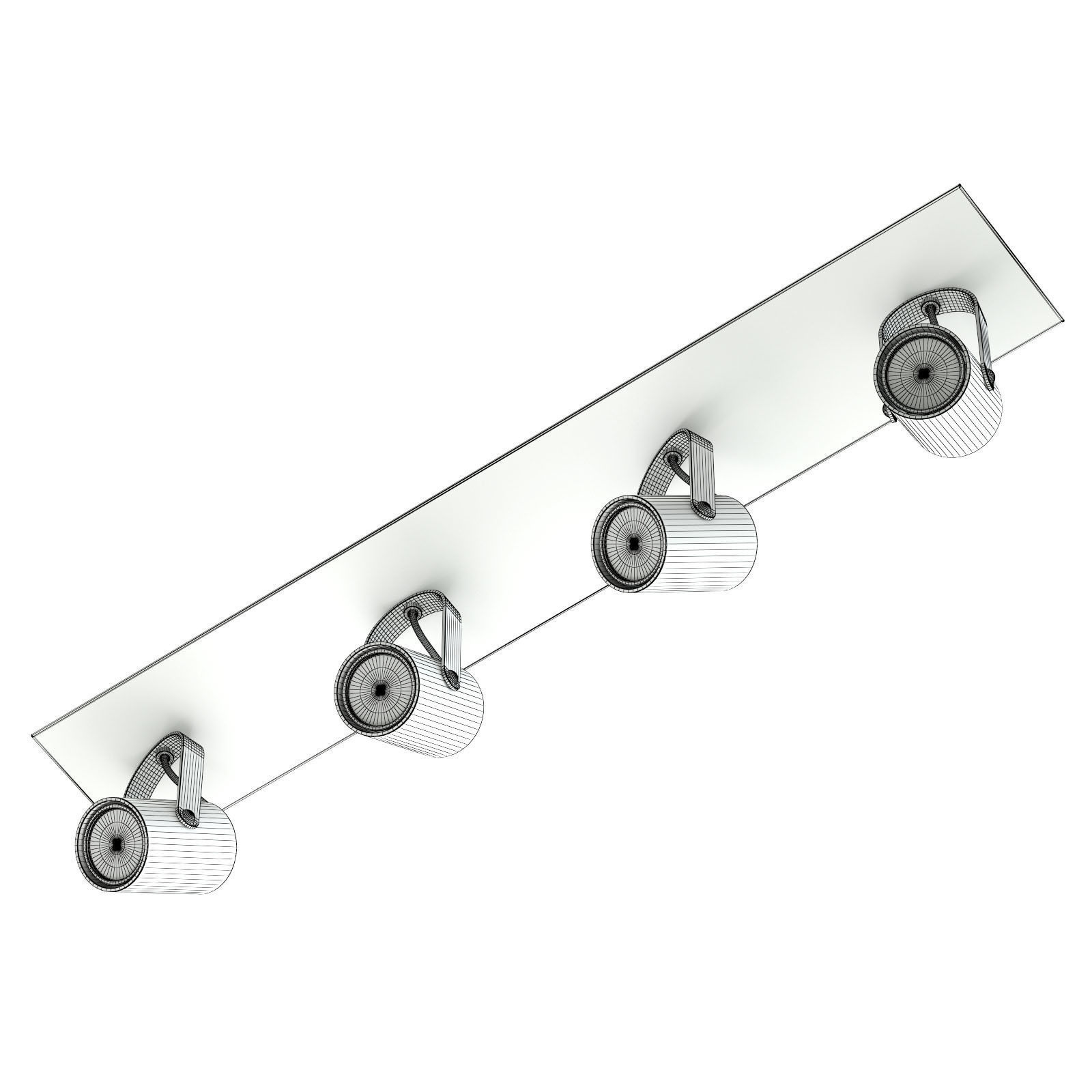 Black Quadruple Lights 3D Model 3D model_3