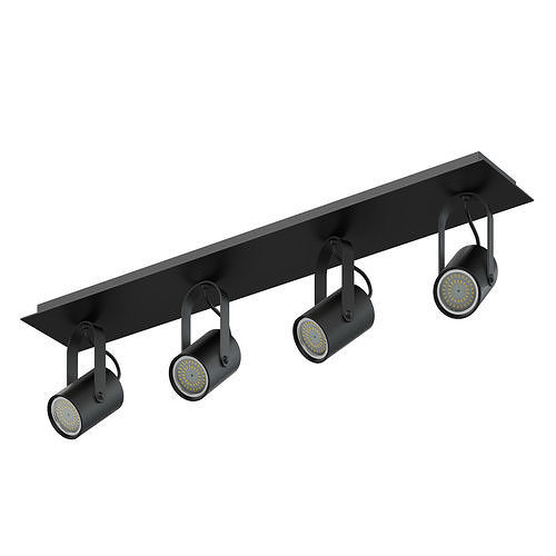 Black Quadruple Lights 3D Model 3D model