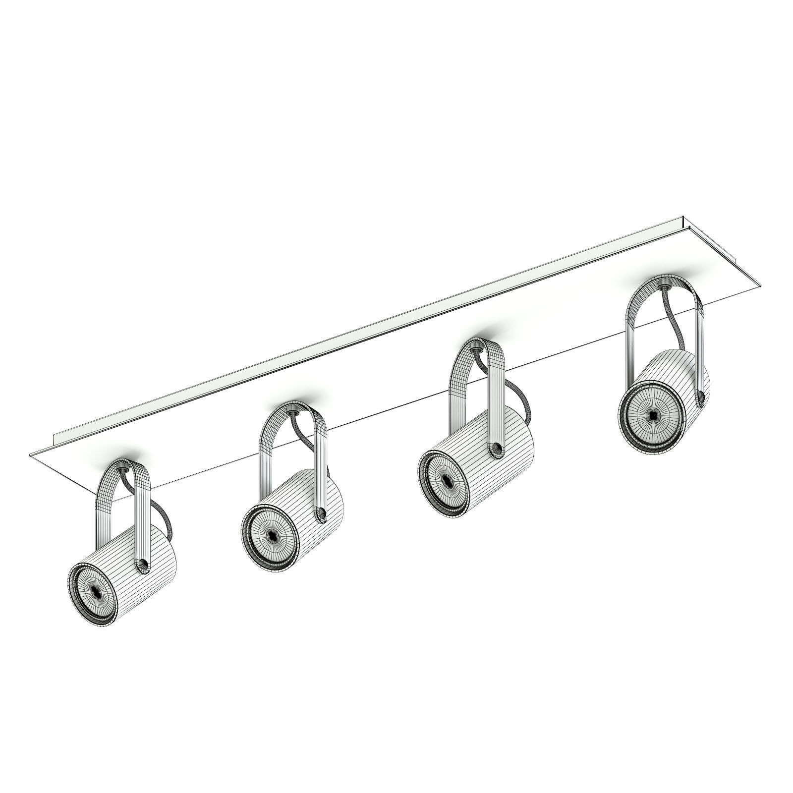 Black Quadruple Lights 3D Model 3D model_1