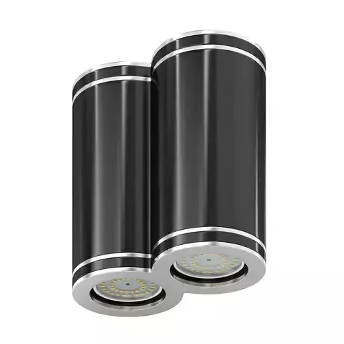 Double Black Cylindrical Light 3D Model