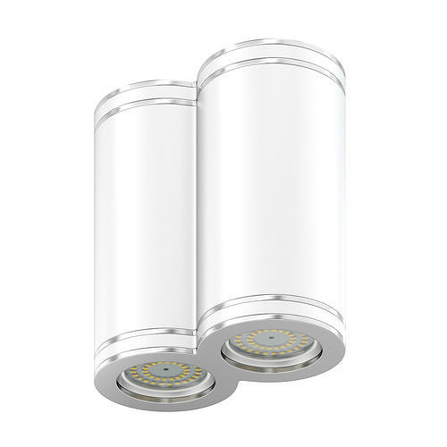Double Metal Cylindrical Light 3D Model 3D model