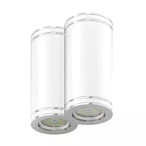 Double Metal Cylindrical Light 3D Model 3D model