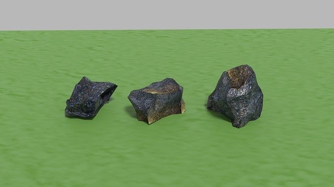 game ready stones three rocks Low-poly 3D model