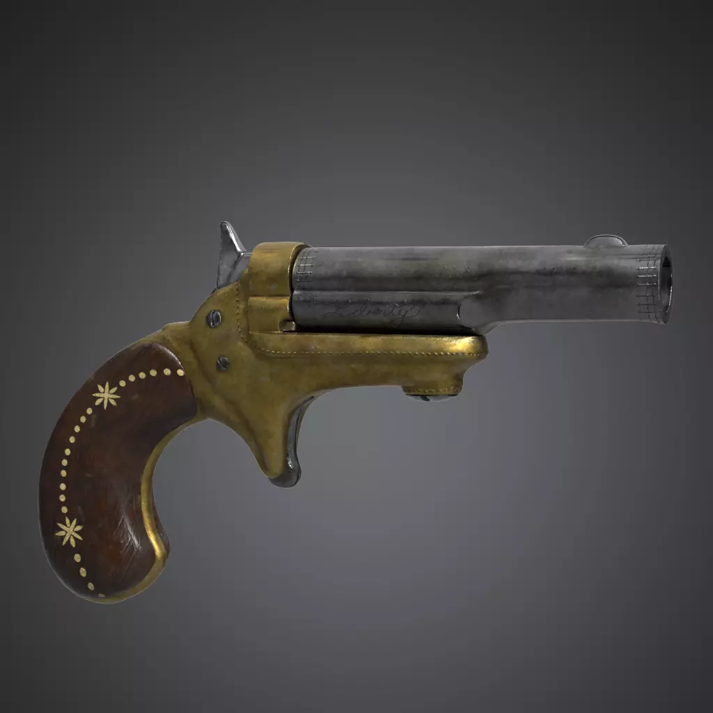 revolver Low-poly 3D model_0