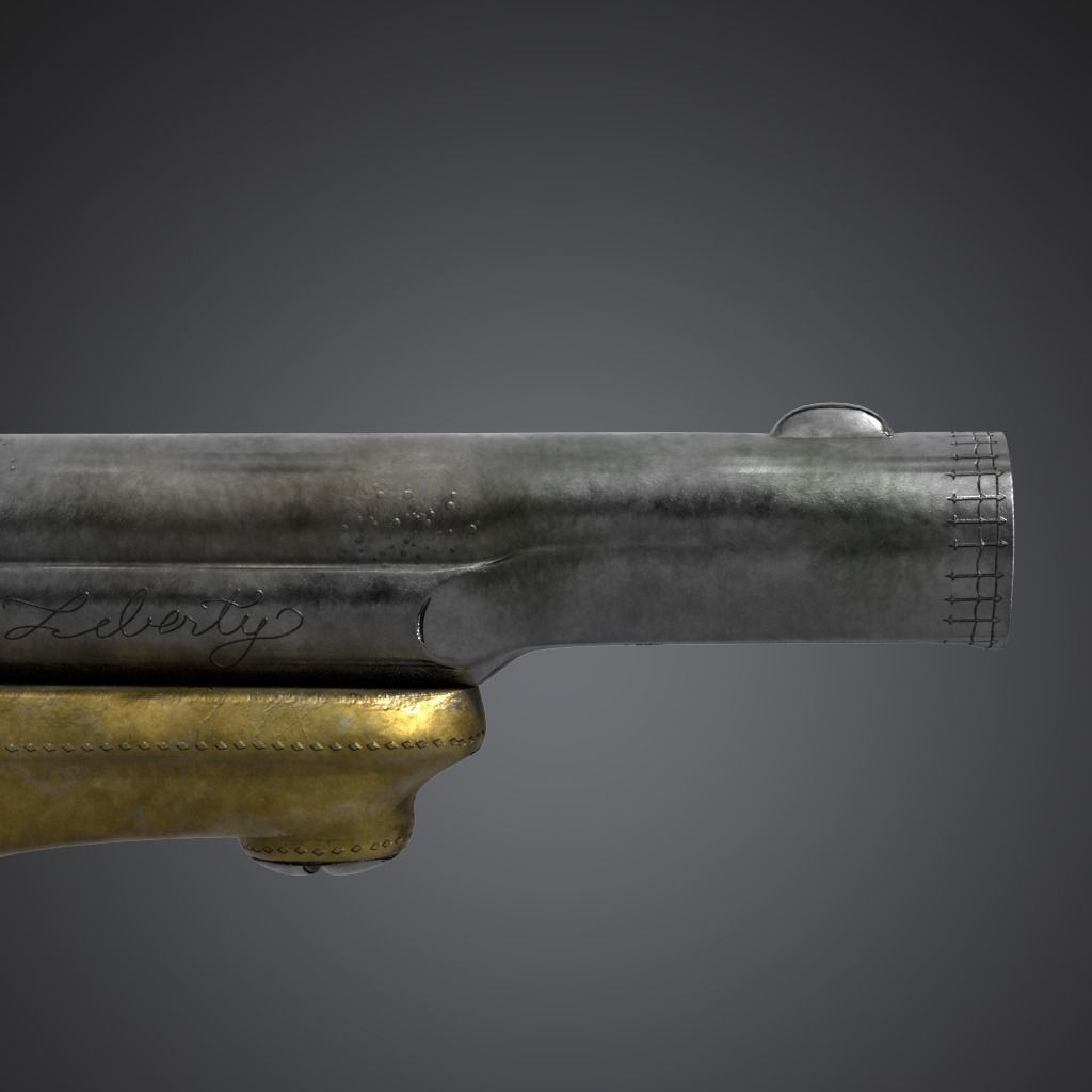 revolver Low-poly 3D model_7