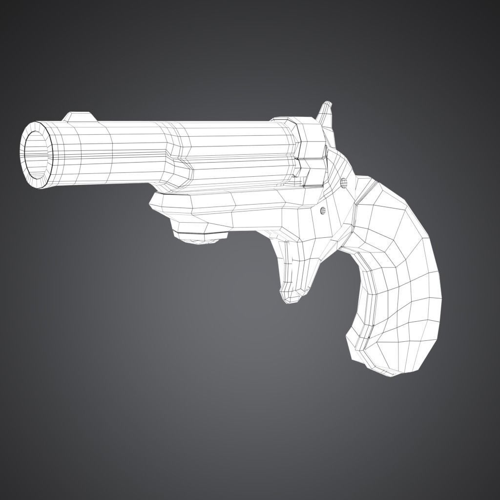 revolver Low-poly 3D model_9
